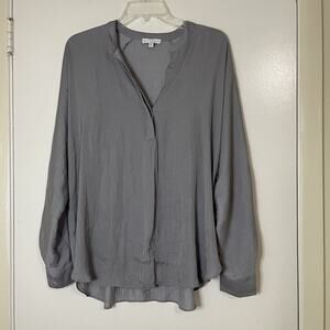 Anthropologie Maison d'amelie gray button front long sleeve blouse top large